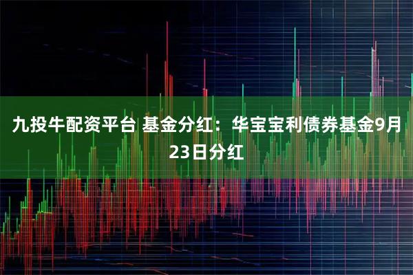 九投牛配资平台 基金分红：华宝宝利债券基金9月23日分红